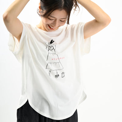 大人かわいい夏Tシャツ。サラッと快適「ハイツイストマスコットプルオーバー」