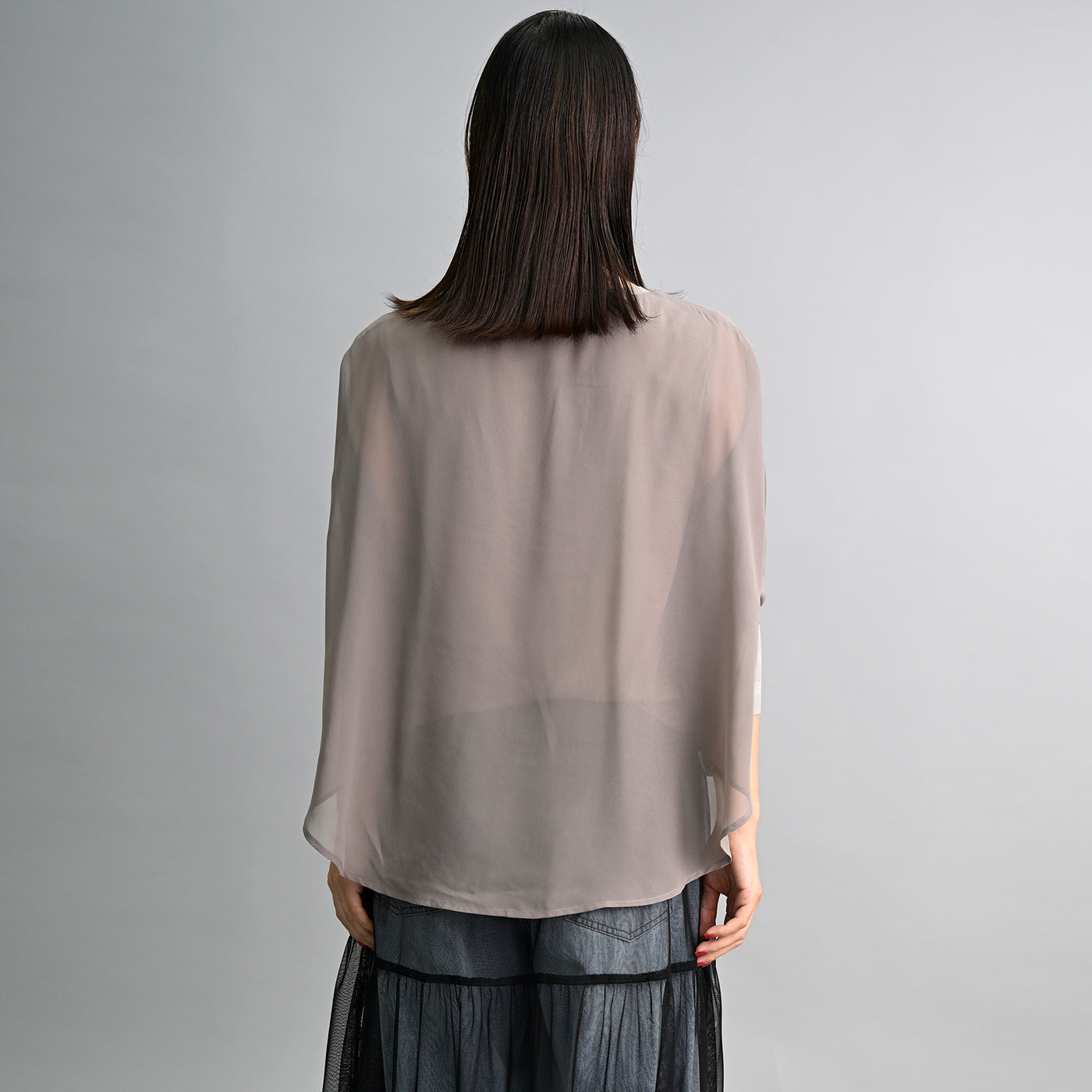 【新商品】ニットドッキングシフォンブラウス