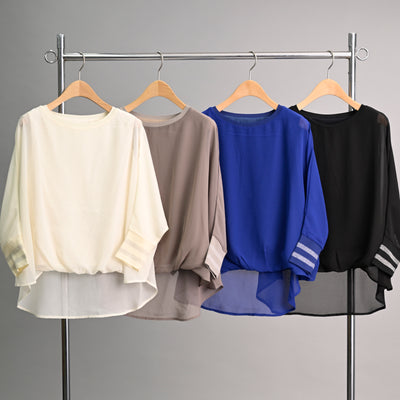 【新商品】ニットドッキングシフォンブラウス