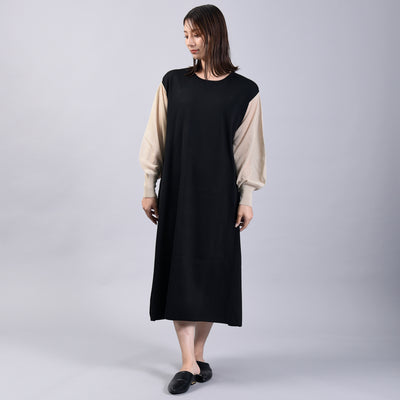 【新商品】袖シアーバイカラーワンピース