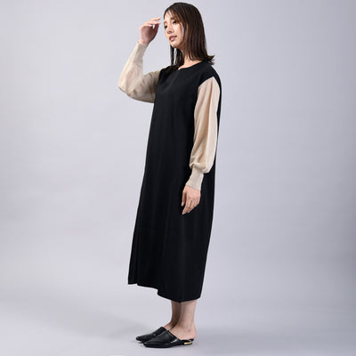 【新商品】袖シアーバイカラーワンピース