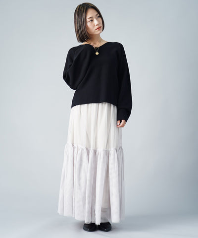 チュールティアードスカート