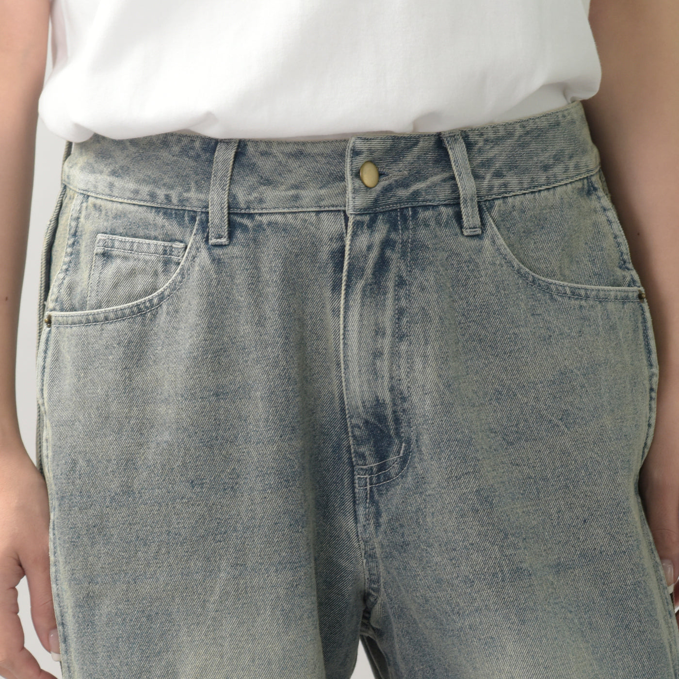 サイドウェーブ切り替えデニムパンツ