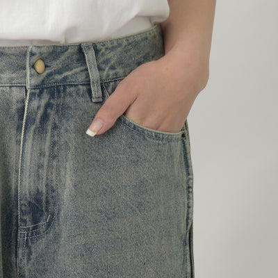 サイドウェーブ切り替えデニムパンツ