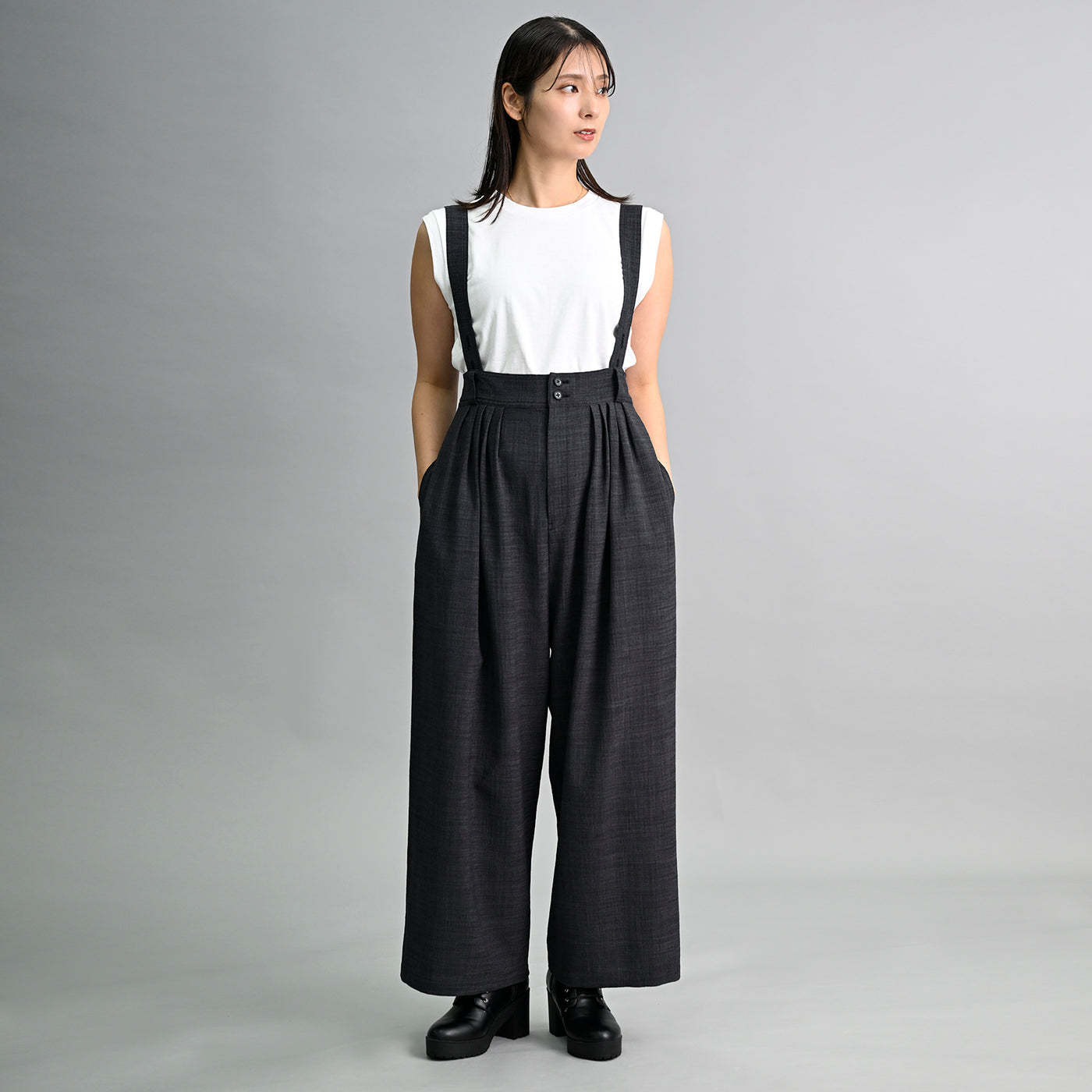 【新商品】【2way】ツイードサスペンダーパンツ