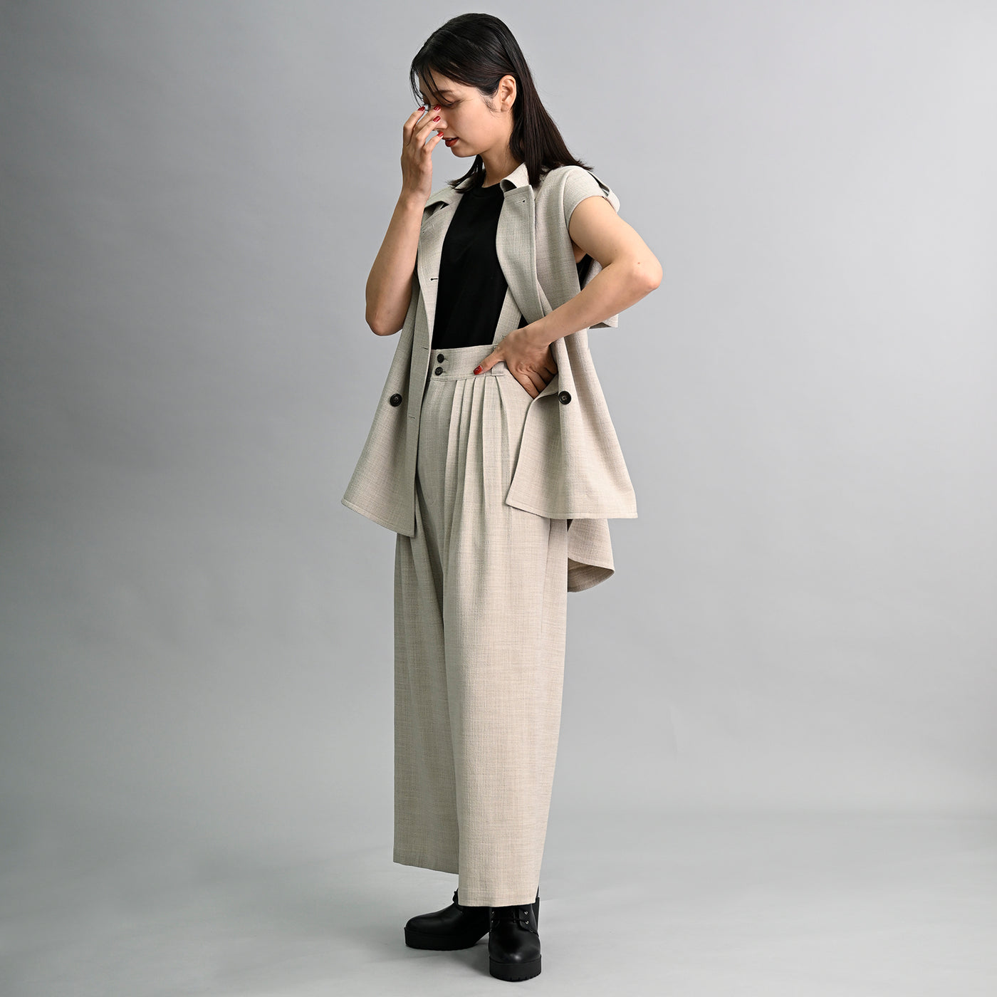 【新商品】【2way】ツイードサスペンダーパンツ