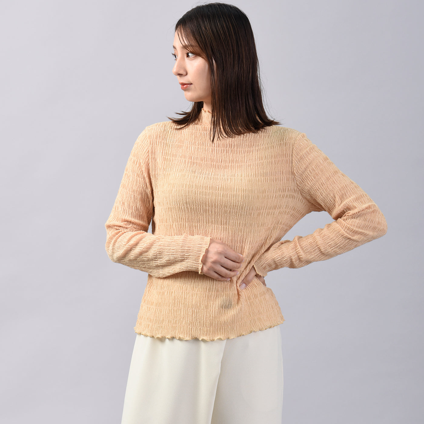 【新商品】シアーシャーリングハイネックカットソー