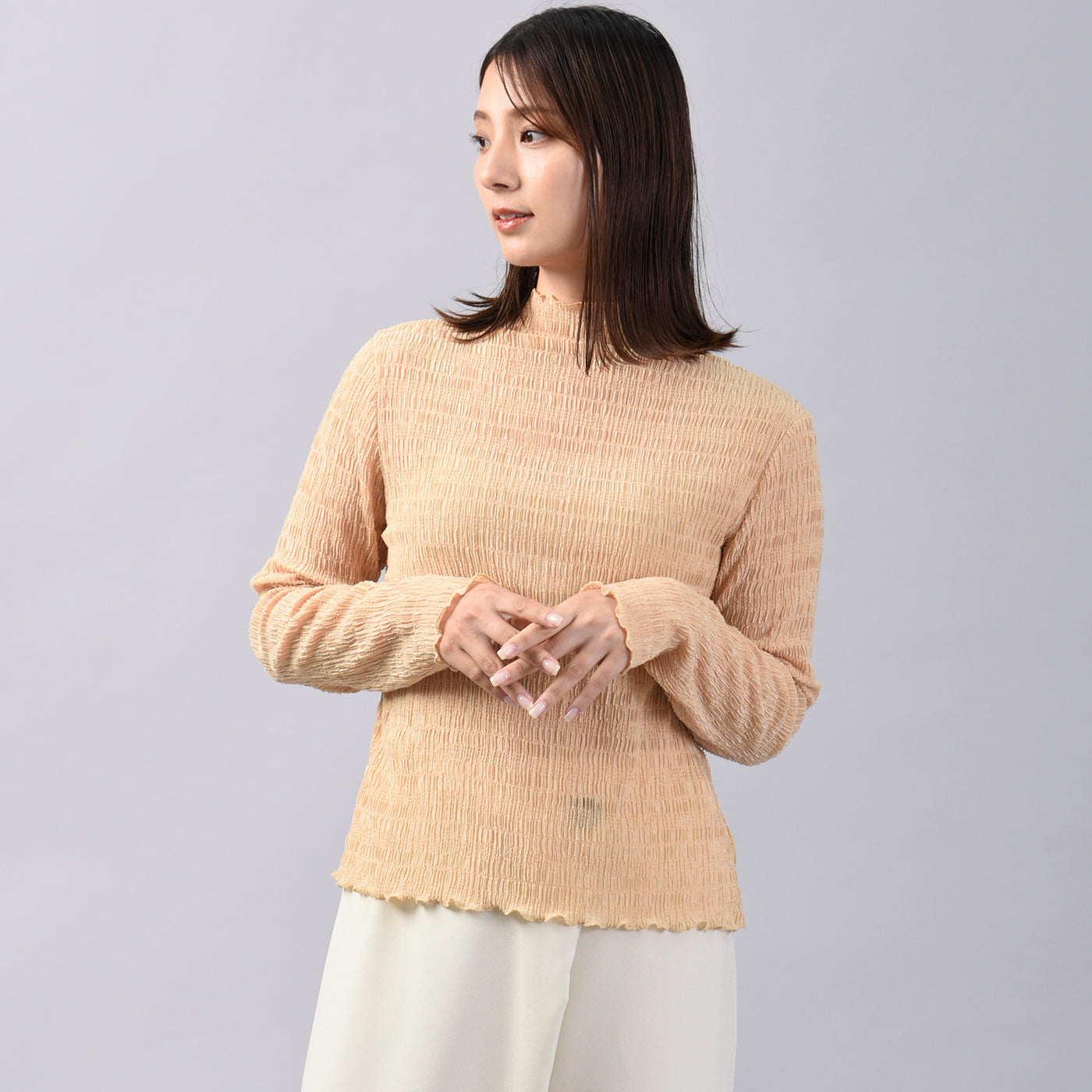 【新商品】シアーシャーリングハイネックカットソー