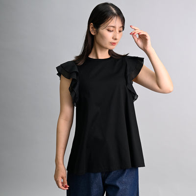 【新商品】シアー袖フリルコンビカットソー