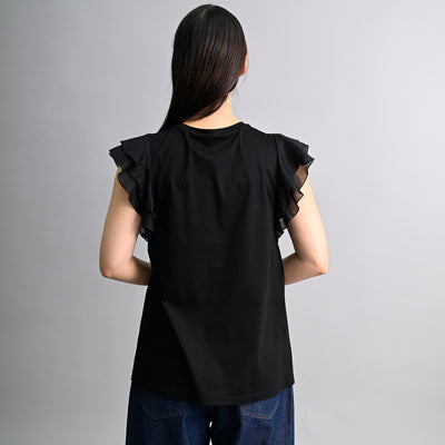 【新商品】シアー袖フリルコンビカットソー