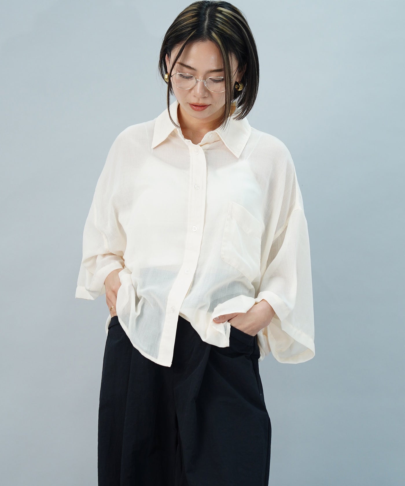 【ONLINE SHOP 限定価格】綿タッチポリエステルブラウス