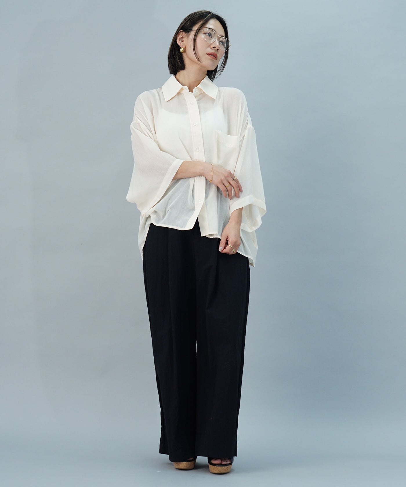 【ONLINE SHOP 限定価格】綿タッチポリエステルブラウス