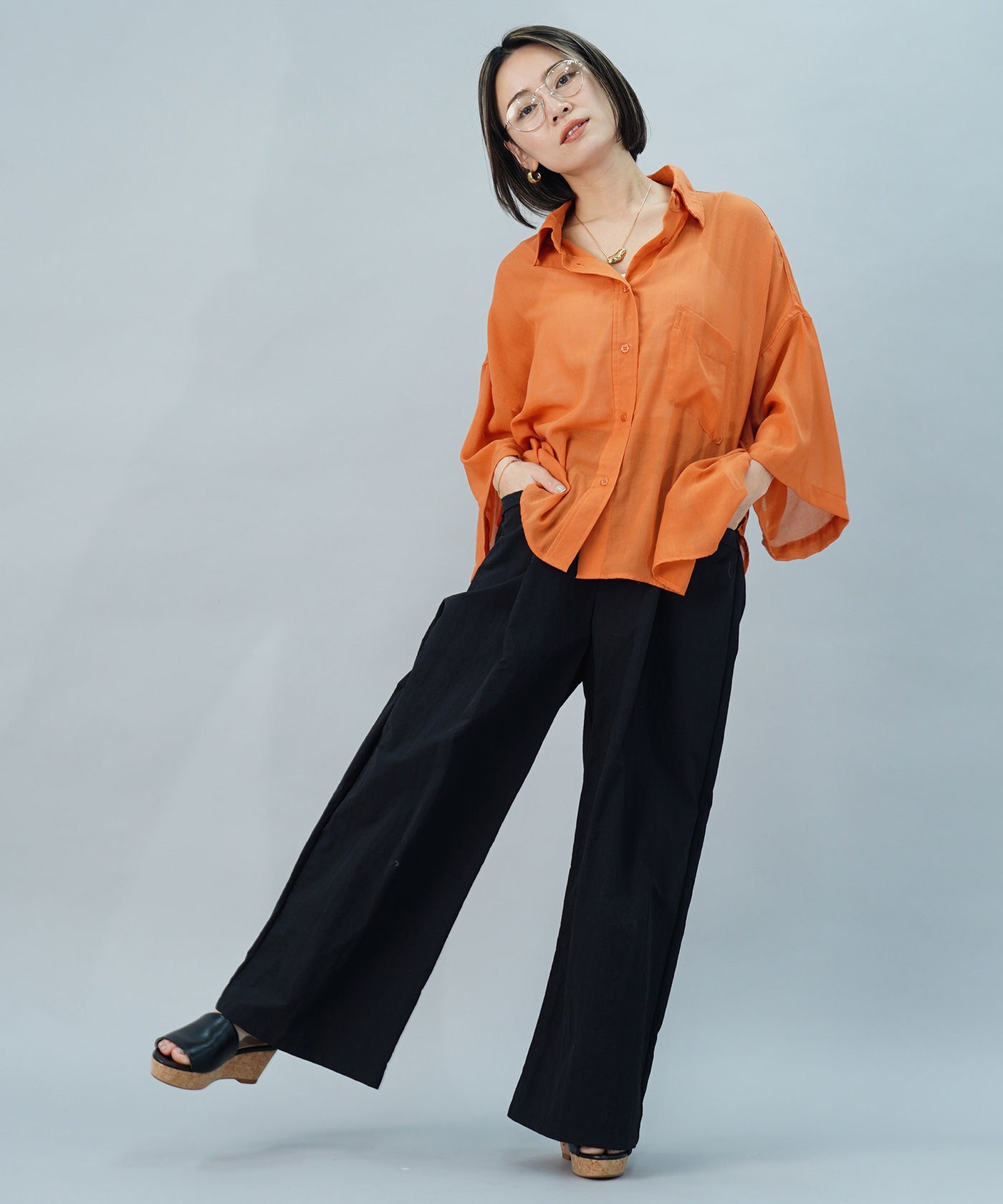 【ONLINE SHOP 限定価格】綿タッチポリエステルブラウス