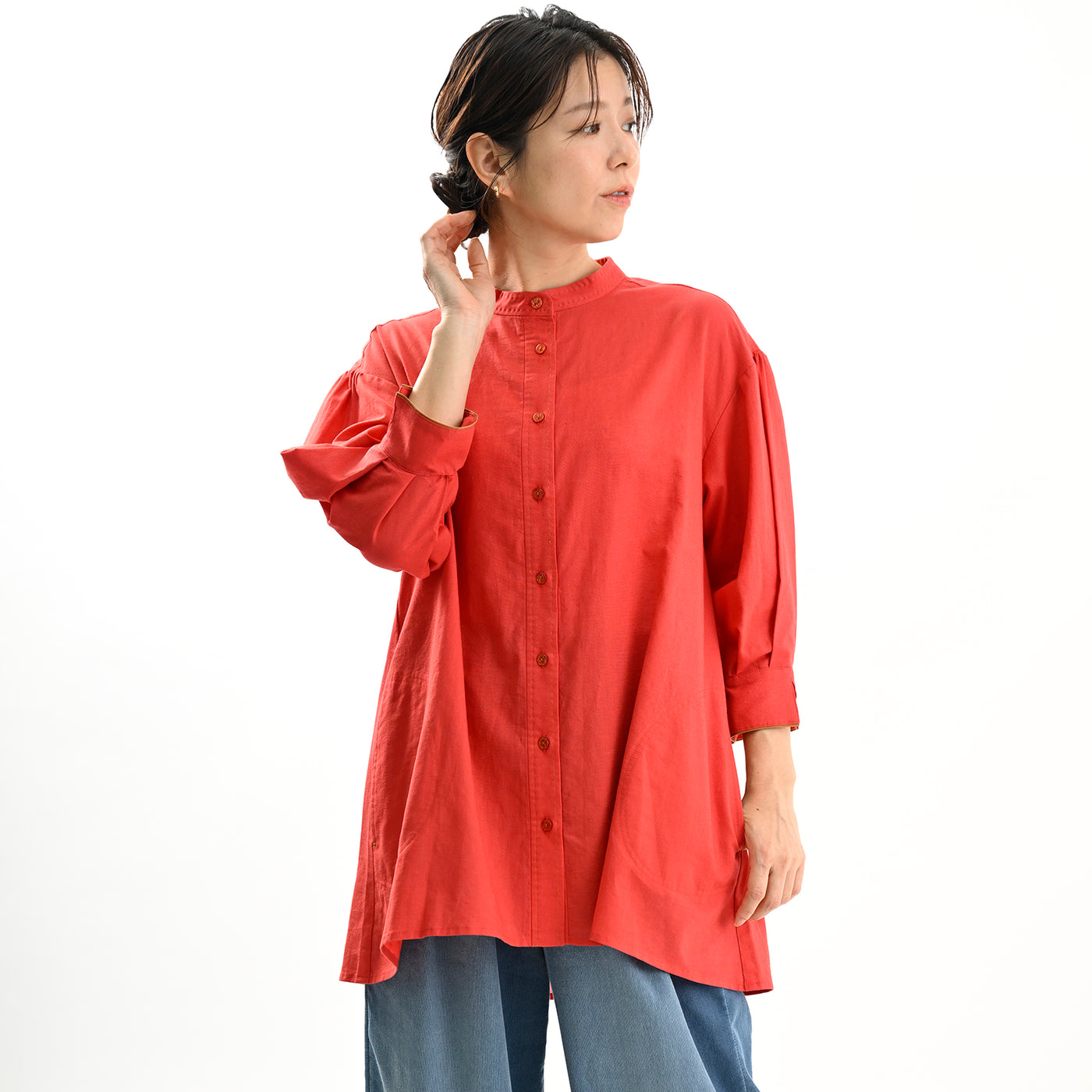 【新商品】コットンリネンフレアブラウス