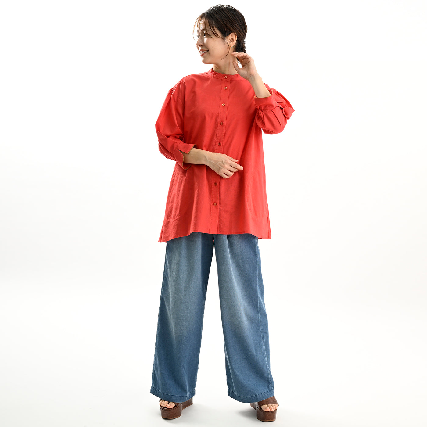 【新商品】コットンリネンフレアブラウス